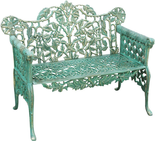 Biscottini Panchina Liberty in ghisa finitura verde anticata L110xPR56xH86 cm Robusta