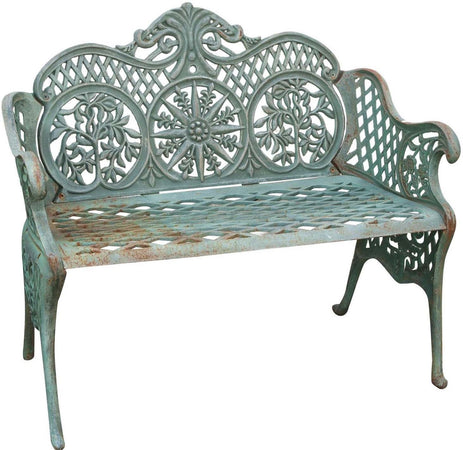 Biscottini Panchina Liberty in ghisa finitura verde anticata L110xPR55xH90 cm Robusta