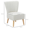 Poltrona Imbottita per Soggiorno e Sala pranzo in Stile Nordico, Poltroncina da Camera in Tessuto e Gambe in Legno - Bianco sedia salotto ufficio studio F839-189A