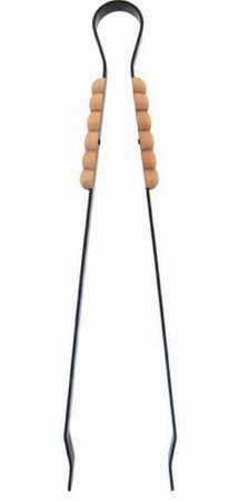 ATTREZZI PER CAMINO PINZA IN FERRO BATTUTO CON MANICO IN LEGNO