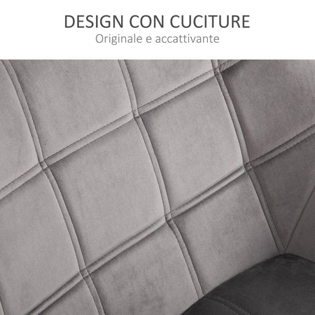 Poltroncina Stile Nordico in Legno ed Effetto Velluto Grigio per Soggiorno o Ufficio , 64x62x72.5 cm sedia poltrona salotto studio F833-799V00GYA