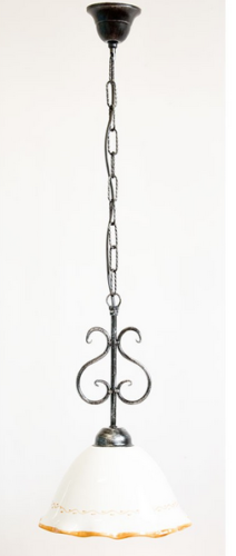 LAMPADE LINEA VINTAGE LAMPADARIO 1 LUCE CERAMICA GIALLA CM.  25x38