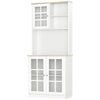 Credenza alta da cucina Moderna in Legno MDF Bianco con 2 Vetrinette 80 x 37 x 183 cm , mobile vetrina multiuso sala da pranzo soggiorno salotto ingresso ufficio studio F835-209A