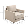Poltrona Moderna in Tessuto Traspirante Effetto Lino con Tasca Interna, 80x85x88 cm, Beige poltroncina sedia soggiorno salotto camera ufficio studio F839-828V00BGA