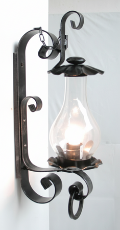 LANTERNA LAMPADA APPLIQUE PLAFONIERA IN FERRO BATTUTO TRENTO CM.43