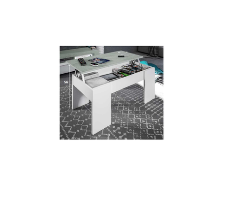 KIT TAVOLO CAFF ELEVABILE CM. 50X100X45H BIANCO/CEMENTO