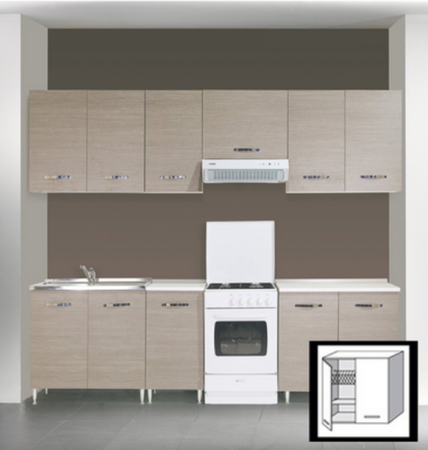 KIT CUCINA PENSILE SCOLAPIATTI 2 ANTE CM. 80X30X72H OLMO