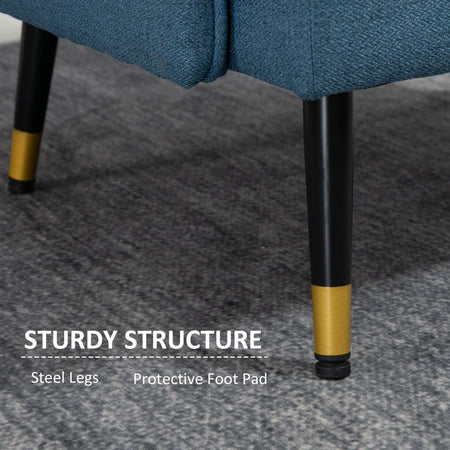 Poltrona Moderna da Soggiorno e Camera da Letto con Seduta Imbottita e Tessuto Effetto Lino , 76x68x80 cm , Blu sedia poltroncina salotto sala pranzo ufficio studio F839-619V00DBA