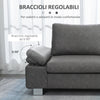 Divano 2 Posti da Salotto e Ufficio soggiorno studio Salvaspazio con Seduta Imbottita e Braccioli Regolabili, 200x88x86 cm, Grigio F839-555V00GYA
