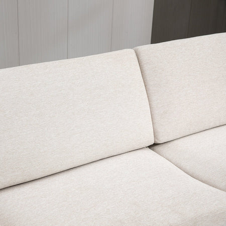 Divano Letto angolare 3 Posti soggiorno salotto in Tessuto con Poggiapiedi e Schienale divano angolo penisola L , 213x91x83cm, Crema F839-831V80CWA