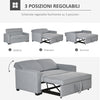 Divano Letto a 1 Piazza in Tessuto , Seduta 2 Posti e Schienale a 3 Reclinazioni, 154x87x89cm soggiorno salotto ufficio studio F839-157A