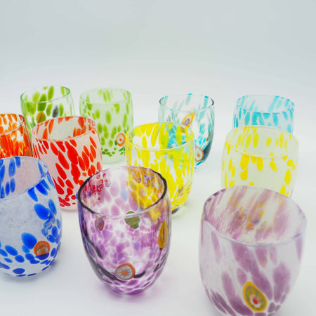 12x Bicchieri Murano Artigianali Colorati Set 12Pz. Di Bicchierini "da Ombra" in Vetro Di Murano 100% Artigianali Made in Italy Bicchiere Tumbler