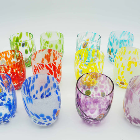 12x Bicchieri Murano Artigianali Colorati Set 12Pz. Di Bicchierini "da Ombra" in Vetro Di Murano 100% Artigianali Made in Italy Bicchiere Tumbler