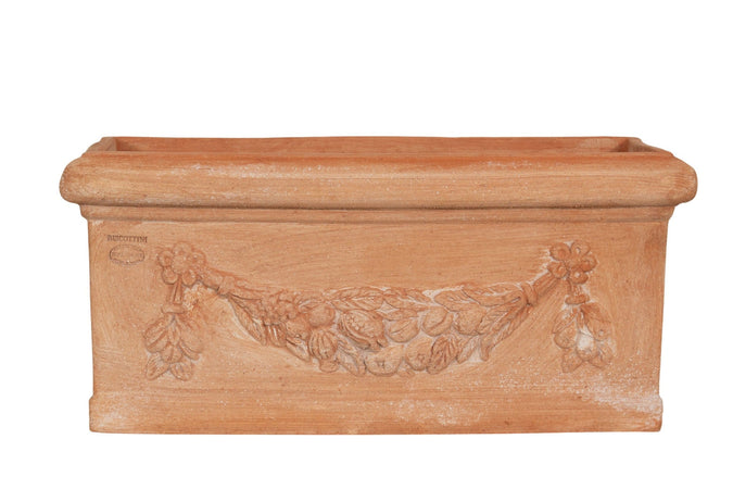Biscottini Cassetta fioriera in Terracotta festonato 100% Made in Italy interamente Lavorata a Mano