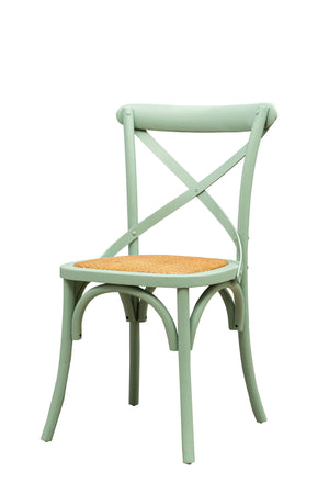 Biscottini Sedia Thonet Cross in massello e seduta in rattan finitura verde