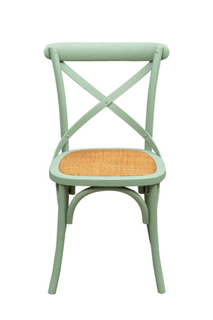 Biscottini Sedia Thonet Cross in massello e seduta in rattan finitura verde