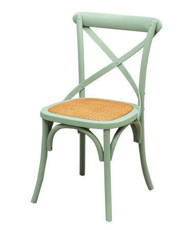 Biscottini Sedia Thonet Cross in massello e seduta in rattan finitura verde