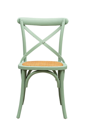 Biscottini Sedia Thonet Cross in massello e seduta in rattan finitura verde