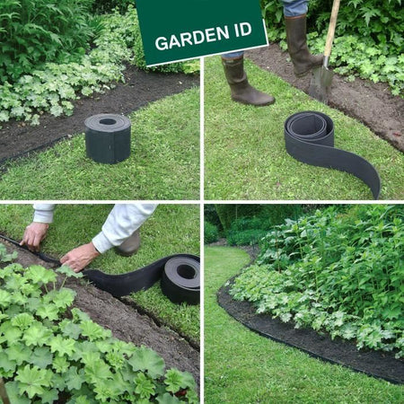 Bordura da giardino in gomma riciclata - GARDEN ID Eco Border - 5 m H13 cm - Indistruttibile - Installazione flessibile, diritta o curva.