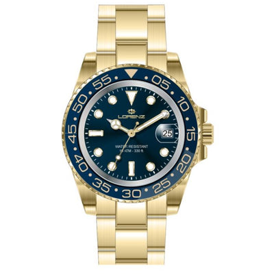 Orologio LORENZ uomo Classic datario dorato / blu