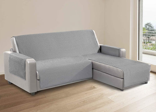 Copridivano per Divani con Penisola Lato Sinistro Modello Sphere Grigio 190 cm Grigio