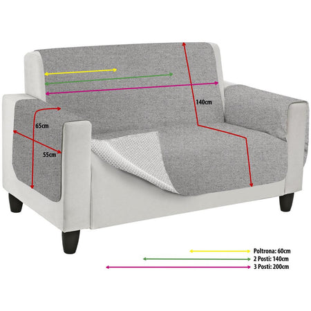 Copridivano Antiscivolo In Tinta Unita Modello O. b. 3 Posti Blu