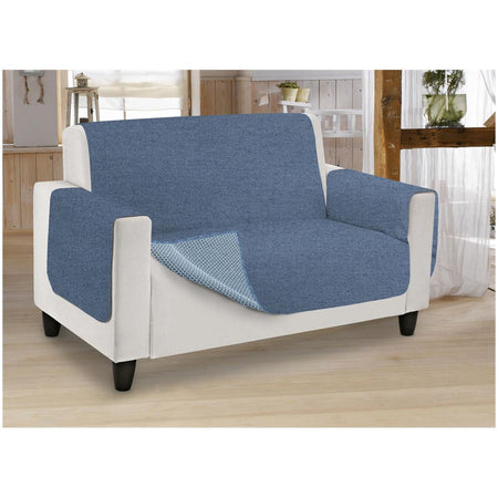 Copridivano Antiscivolo In Tinta Unita Modello O. b. 3 Posti Blu