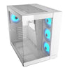COUGAR FV150 White RGB è un case PC bianco per gaming compatibile con Mini-ITX, Micro-ATX e ATX. Offre illuminazione ARGB, supporto per 10 ventole e GPU fino a 400 mm. Design elegante e