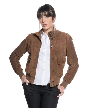 Polo Bis - Bomber Donna Cacao in vera pelle camoscio