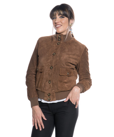 Polo Bis - Bomber Donna Cacao in vera pelle camoscio