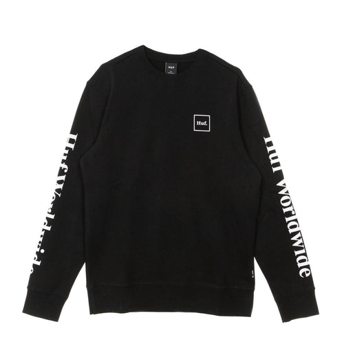 HUF Felpa Girocollo Uomo Essentials Domestic Crew Black da uomo
