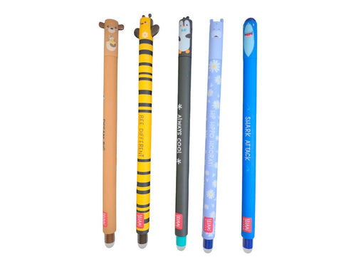 Set 5 penne Legami- Hippo, Pinguino, Ape, Squalo, Orso