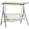 Dondolo da Giardino 3 Posti 172cm Tettuccio Regolabile Impermeabile Struttura Acciaio Beige