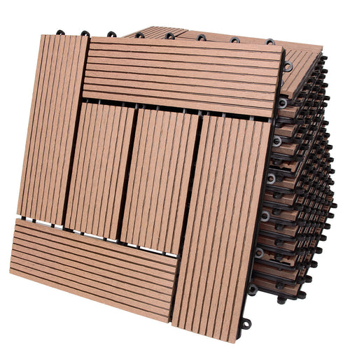 Kit 11 Mattonelle a Incastro per Terrazzo Piastrelle pavimenti 30x30cm in WPC Antiscivolo