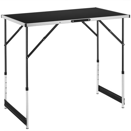 Kit 3 pezzi Tavolo Pieghevole Multifunzione Campeggio Giardino Pic Nic Nero