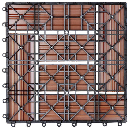 Kit 11 Mattonelle a Incastro per Terrazzo Piastrelle pavimenti 30x30cm in WPC Antiscivolo