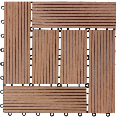 Kit 11 Mattonelle a Incastro per Terrazzo Piastrelle pavimenti 30x30cm in WPC Antiscivolo