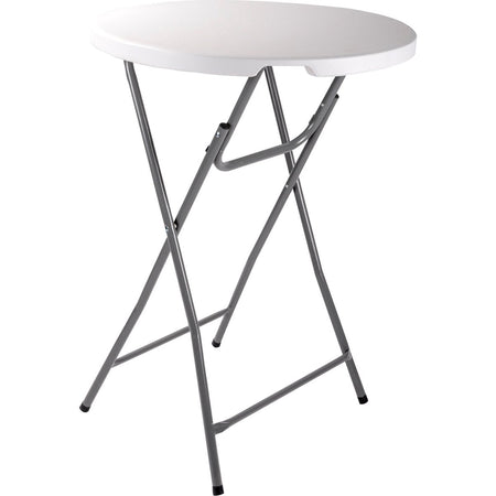 Tavolino Pieghevole Rotondo da Giardino Interno ed Esterno Bianco 80x80 H110 cm