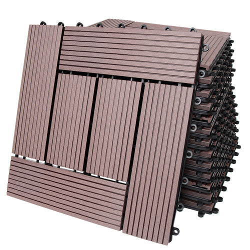 Kit 11 Mattonelle a Incastro per Terrazzo Piastrelle pavimenti 30x30cm in WPC Antiscivolo