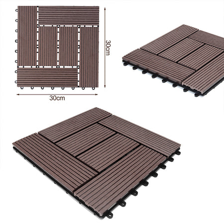 Kit 11 Mattonelle a Incastro per Terrazzo Piastrelle pavimenti 30x30cm in WPC Antiscivolo