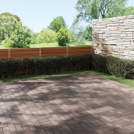 Kit 11 Mattonelle a Incastro per Terrazzo Piastrelle pavimenti 30x30cm in WPC Antiscivolo