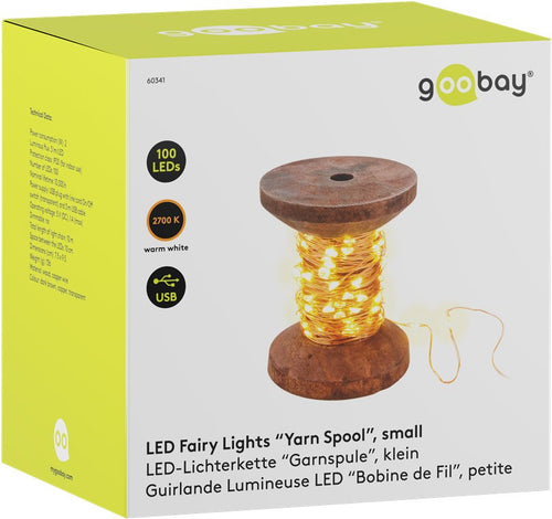 Bobina con Filo di Rame 100 Luci LED IP21 USB Interruttore On Off