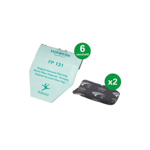 Kit 6 Sacchetti VK130/131 + 2 Filtri Odori Originale Vorwerk