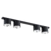 Plafoniera Moderna 4 Luci Faretti Nano In Acciaio Nero