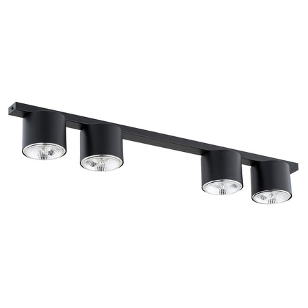 Plafoniera Moderna 4 Luci Faretti Nano In Acciaio Nero