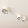 Plafoniera Moderna 3 Luci Faretti Nano In Acciaio Bianco
