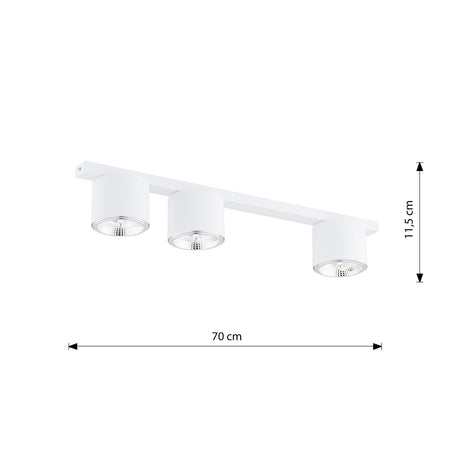Plafoniera Moderna 3 Luci Faretti Nano In Acciaio Bianco