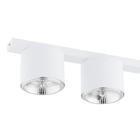 Plafoniera Moderna 4 Luci Faretti Nano In Acciaio Bianco