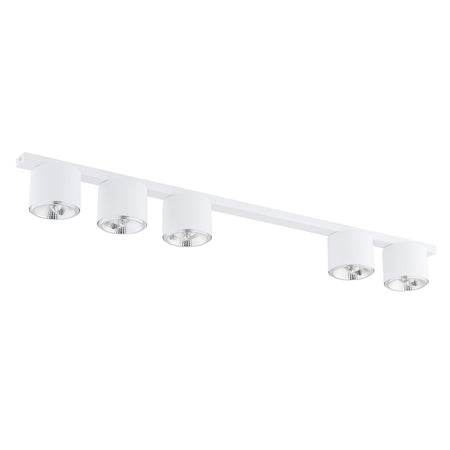 Plafoniera Moderna 5 Luci Faretti Nano In Acciaio Bianco