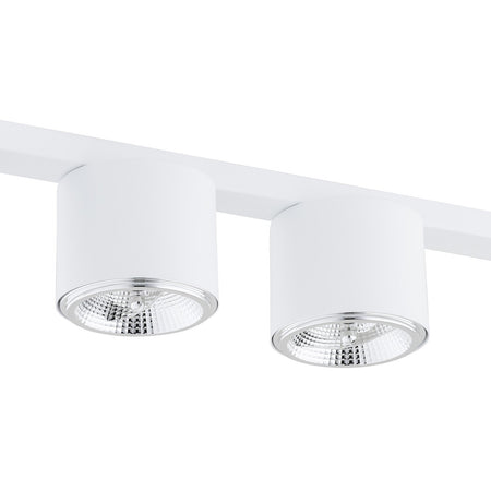 Plafoniera Moderna 5 Luci Faretti Nano In Acciaio Bianco